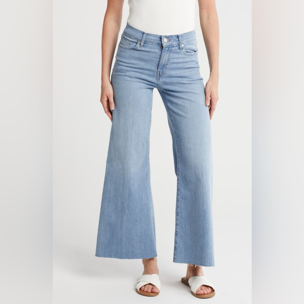 NWT FRAME Palazzo Crop Cutoff Jeans in Wilson Raw wash